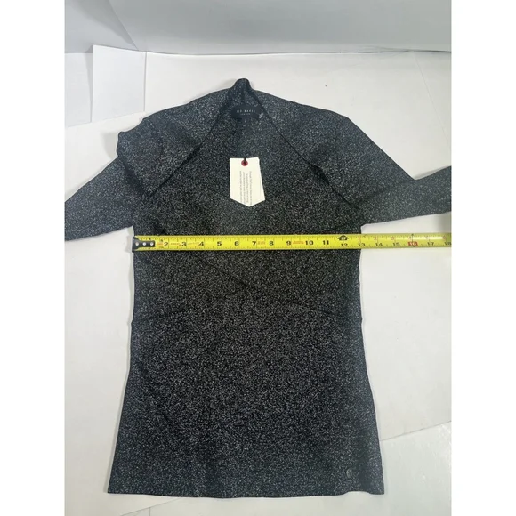 New Ted Baker Womens Black Silver Metallic Top Size 6 US TD 2 Eloisy Crossover